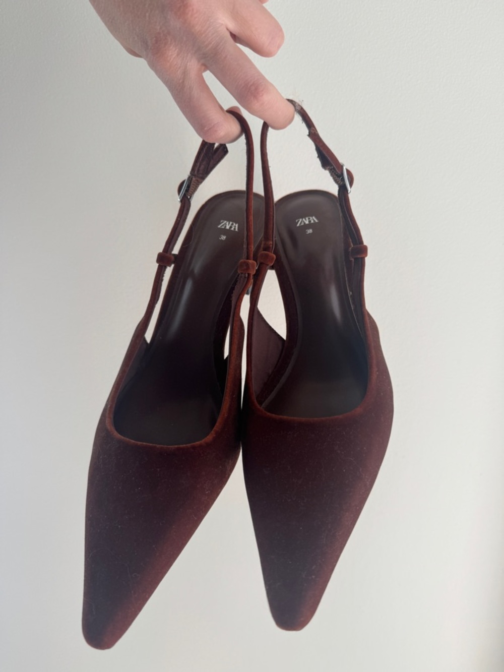 Zara Dark Brown Pointed Slingback Mules - Picture 4 of 7